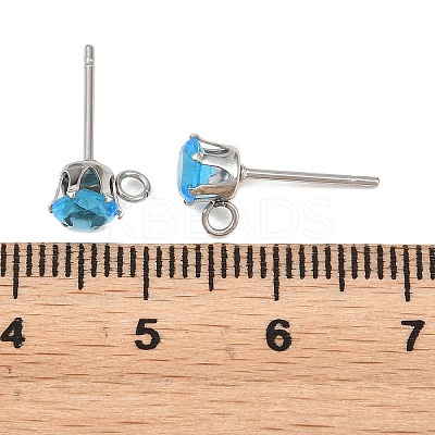 304 Stainless Steel Micro Pave Cubic Zirconia Stud Earring Findings STAS-H240-56P-10-1