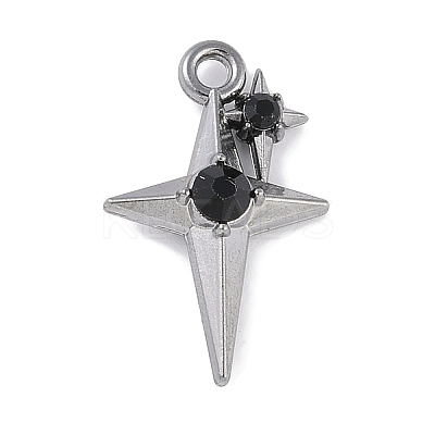Rack Plating Alloy Jet Rhinestone Pendants PALLOY-F018-18B-02-1
