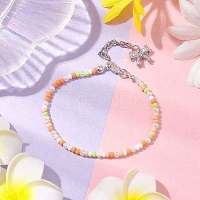 Shell Pearl & Glass Beaded Bracelets for Women BJEW-JB10414-1