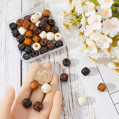 200Pcs 4 Colors Natural Wooden Beads WOOD-SC0001-74-1