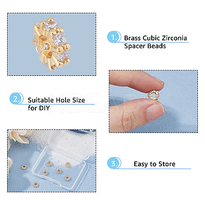 10Pocs Brass Micro Pave Clear Cubic Zirconia Spacer Beads KK-HS0001-52LG-1
