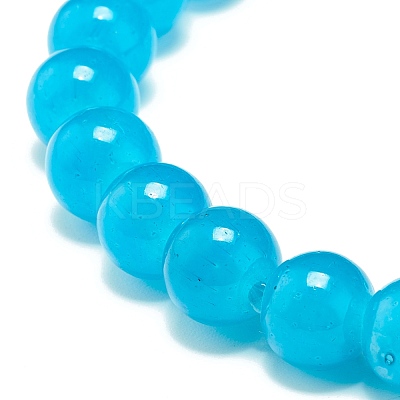 8mm Imitation Jade Glass Round Beads Stretch Bracelet for Girl Women BJEW-JB07179-1