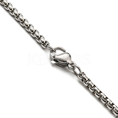 201 Stainless Steel Colorful Rhinestone Rectangle with Saint Benedict Medal Pendant Necklaces NJEW-G115-03P-1