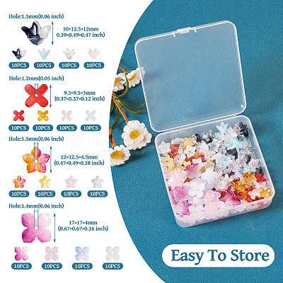 160Pcs 16 Styles Transparent Glass Beads Caps GLAA-TA0002-35-1