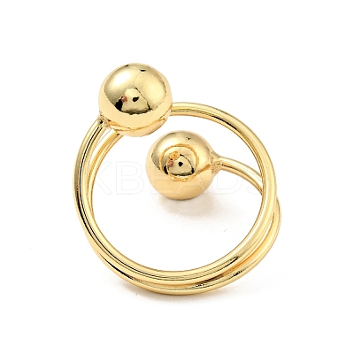 Brass Ball Triple Layer Wrap Ring for Women RJEW-E046-22G-1