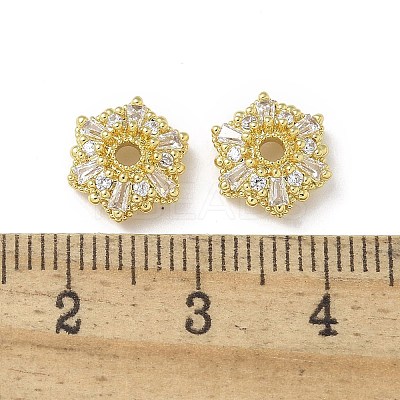 Brass Clear Cubic Zirconia Bead Caps KK-A236-15A-G-1