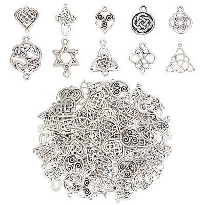 100Pcs 10 Styles Tibetan Style Connectors Charms TIBE-ME0001-05-1