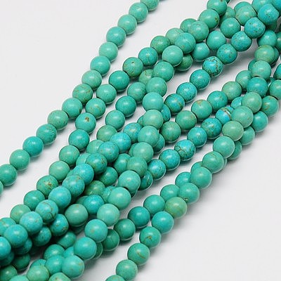 1 Strand Dyed Light Sea Green Round Synthetic Turquoise Beads Strands X-TURQ-G106-4mm-02D-1