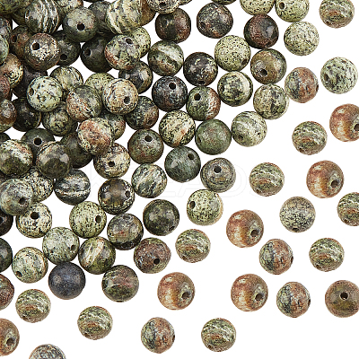 2 Strands Natural Green Zebra Jasper Beads Strands G-OC0002-74-1