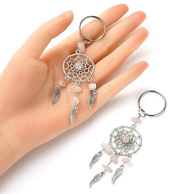 Natural Chip Rose Quartz Keychain KEYC-YW0001-01-1