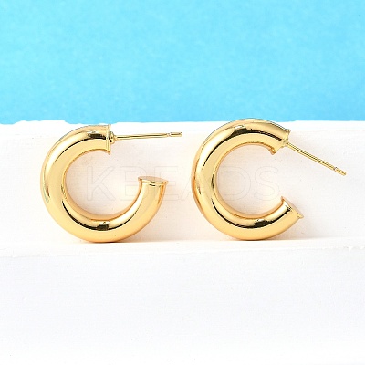 Brass Chunky C-shape Stud Earrings X-EJEW-G297-03C-G-1
