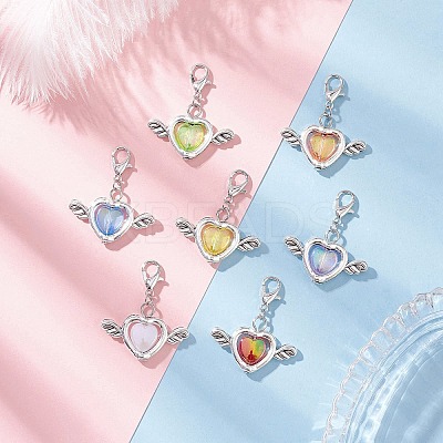 7Pcs Acrylic & Alloy Pendant Decorations HJEW-JM03983-1