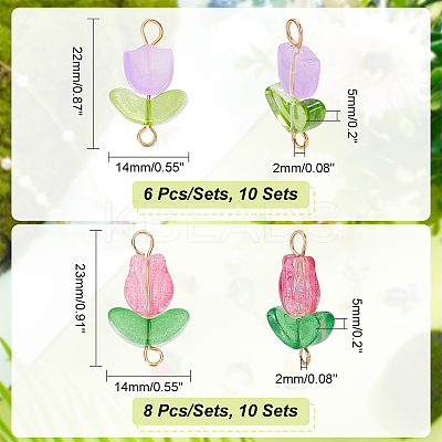 20 Sets 2 Styles Handmade Lampwork Connector Charms FIND-PH0017-40-1