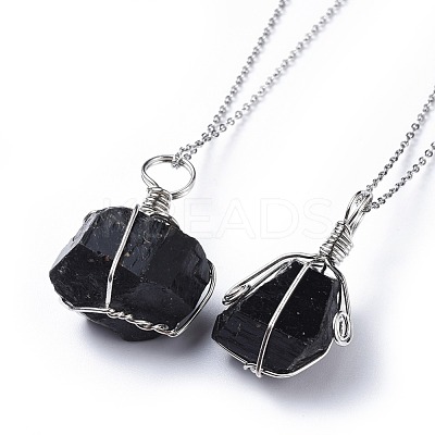 Natural Tourmaline Pendant Necklaces NJEW-JN02424-1