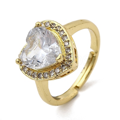 Brass Micro Pave Cubic Zirconia Adjustable Finger Rings for Women RJEW-L130-003G-1