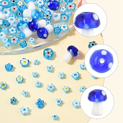156Pcs 9 Styles Handmade Millefiori Glass Beads LAMP-FS0001-33-1