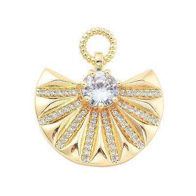 Brass Micro Pave Cubic Zirconia and Glass Pendants KK-L209-088G-1