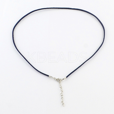 2mm Faux Suede Cord Necklace Making with Iron Chains & Lobster Claw Clasps NCOR-R029-04-1