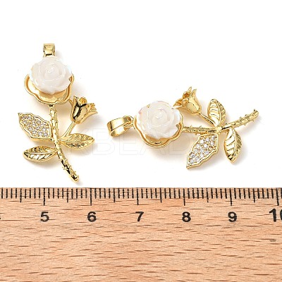 Brass Micro Pave Clear Cubic Zirconia with Resin Pendants KK-G533-01G-02-1