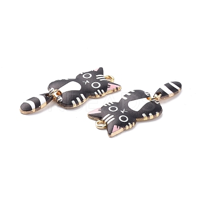 Light Gold Rack Plating Alloy Enamel Pendants X-ENAM-G210-01LG-06-1
