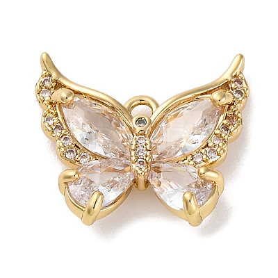 Brass Micro Pave Cubic Zirconia Pendants KK-U042-11G-03-1