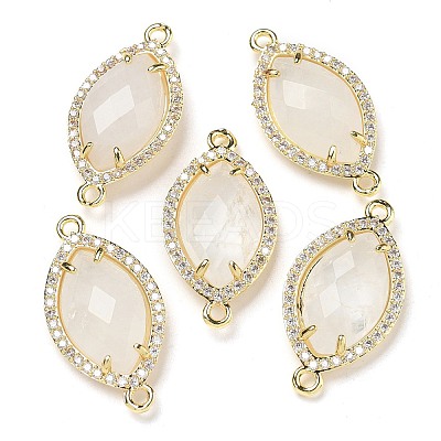 Natural Quartz Crystal Faceted Horse Eye Connector Charms G-G181-07G-09-1