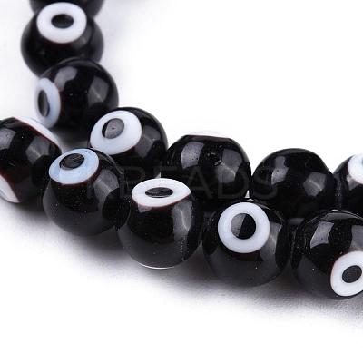 Handmade Evil Eye Lampwork Round Bead Strands LAMP-L055-6mm-08-1