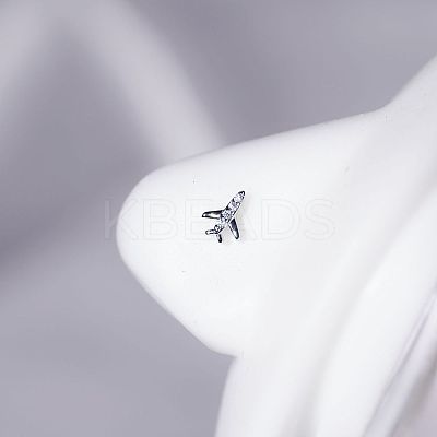 201 Stainless Steel Micro Pave Clear Cubic Zirconia Nose Studs FS-WGACC22-07-1