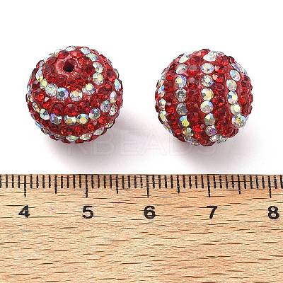 Stripe Pattern Polymer Clay Rhinestone Beads CLAY-NH0001-01H-1