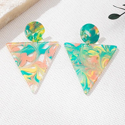 Triangle Acrylic Dangle Stud Earrings FS-WG90AB3-01-1