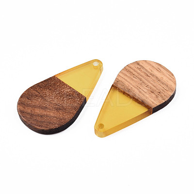 Transparent Resin & Walnut Wood Pendants RESI-N025-030-C08-1