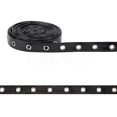 9 Yards Imitation Leather Ribbon with Platinum Plated Alloy Eyelets OCOR-AR0001-64A-1