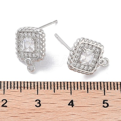 Brass Micro Pave Cubic Zirconia Stud Earring Findings KK-E107-21P-1