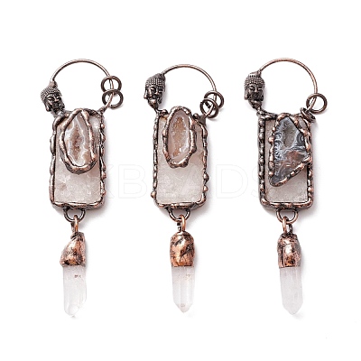 Natural Druzy Agate and Quartz Crystal Big Pendants G-M383-06R-1