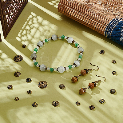 198Pcs 9 Styles Tibetan Style Alloy Bead Caps FIND-UN0015-67-1