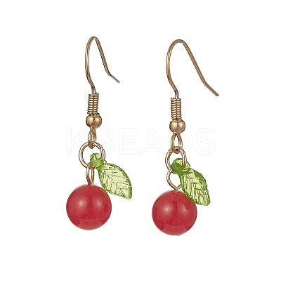 5 Pairs 5 Style Natural Mixed Gemstone Round Dangle Earrings EJEW-JE05492-S-1