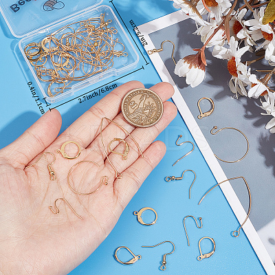 60Pcs 6 Style 304 Stainless Steel & Brass Earring Findings DIY-BBC0001-79-1