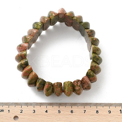 Bicone Natural Unakite Beads Stretch Bracelets for Women Men BJEW-C097-05F-1