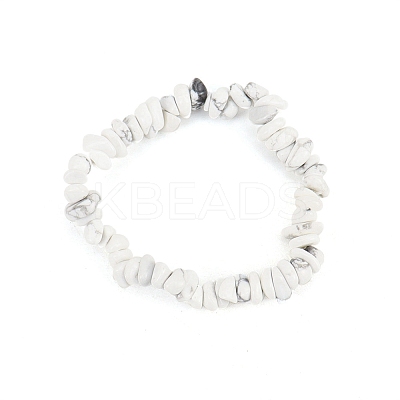 Natural Howlite Chips Beaded Stretch Bracelet for Women PW-WG72437-17-1