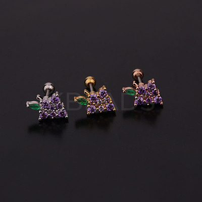 Grape Brass Micro Pave Cubic Zirconia Cartilage Earrings for Women WG9FBC0-10-1