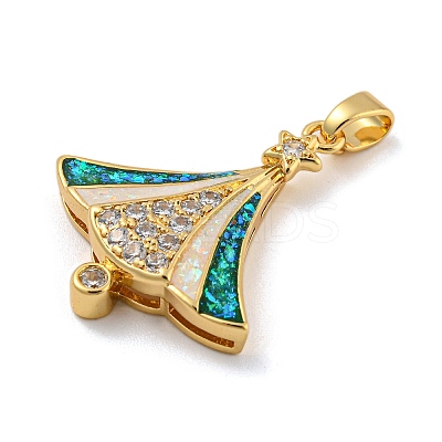 Christmas Brass Micro Pave Cubic Zirconia Pendants KK-H468-03A-03G-1