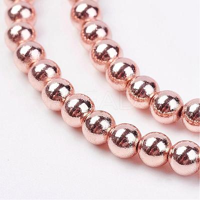 Non-magnetic Synthetic Hematite Bead Strands G-P262-20-4mm-RRG-1