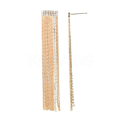 Clear Cubic Zirconia Chain Tassel Dangle Stud Earrings X-EJEW-G321-19G-1