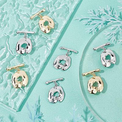 8 Sets 2 Colors Brass Toggle Clasps KK-CA0003-26-1