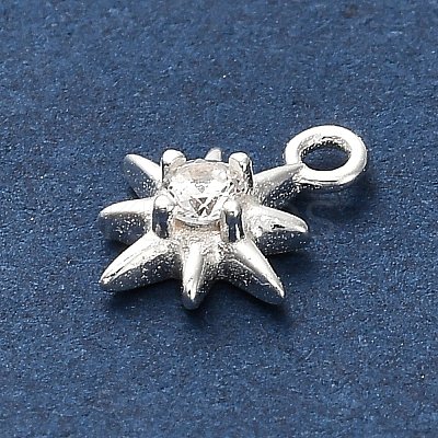 925 Sterling Silver Clear Cubic Zirconia 8-Pointed Star Charms STER-U009-06S-1