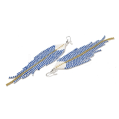 Bohemia Woven Glass Seed Bead Dangle Earrings EJEW-A046-04D-1