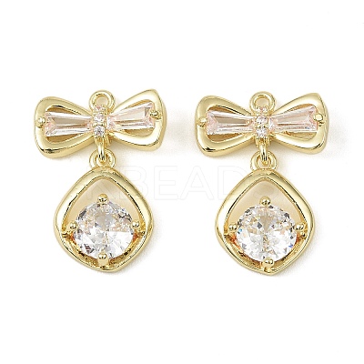 Brass Micro Pave Cubic Zirconia Pendants KK-C107-20B-G-1