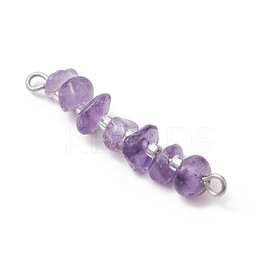 16Pcs 16 Styles Natural Mixed Stone Chip and Glass Seed Beaded Connector Charms PALLOY-JF03328-02-1