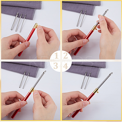 Punch Embroidery Needle Pen & Easy Automatic Threader Set DIY-WH0453-88A-1
