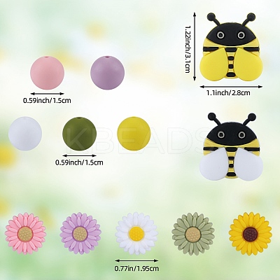 59pcs 12 Styles Silicone Beads SIL-SZ0002-26-1